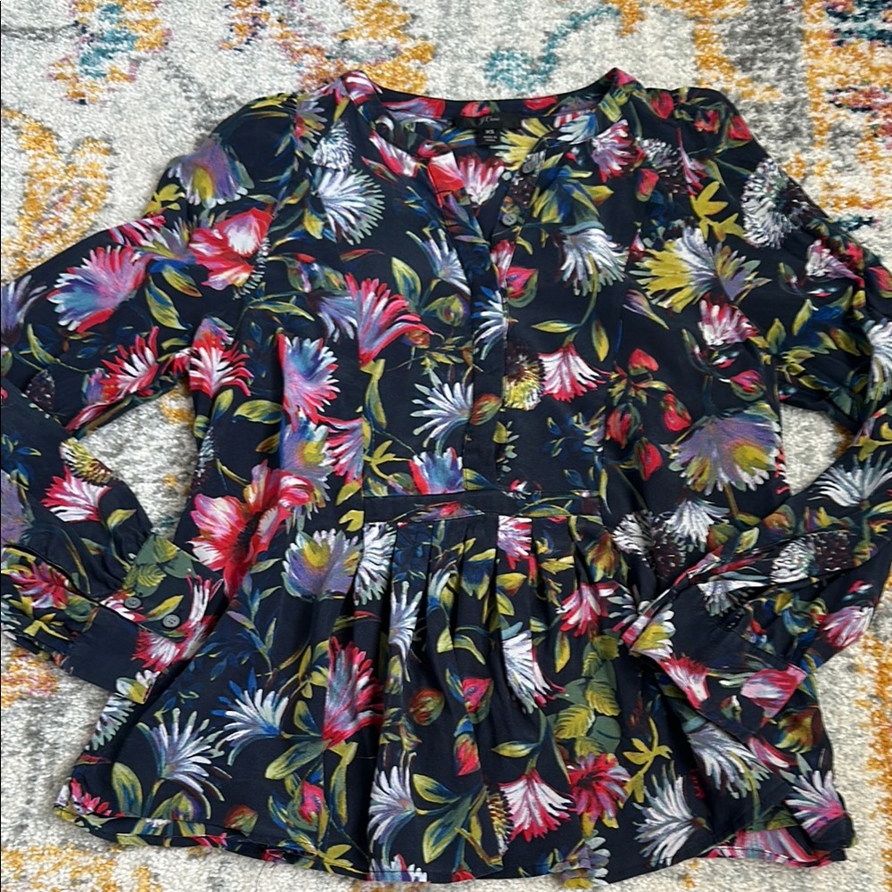 J. Crew Floral Blouse - Navy, Red, Green, Pink